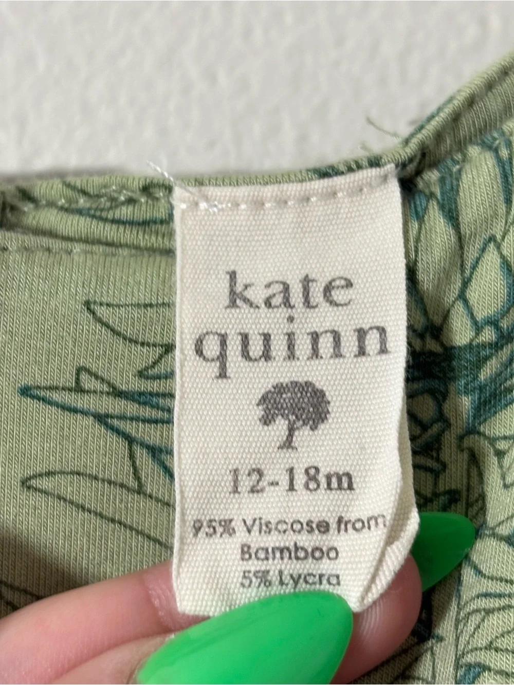 Kate Quinn green floral print ruffle detail one piece romper (12-18 months)